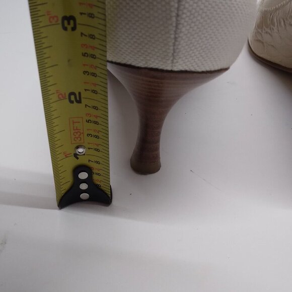 Stuart Weitzman Croc Embossed Peep Toe Knot Heels Size 9M - Picture 16 of 16